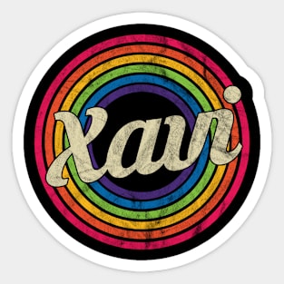 Xavi - Retro Rainbow Faded-Style Sticker